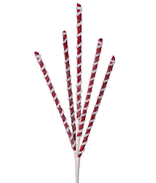 24" FROSTED PEPPERMINT STICK X5 SPRAY