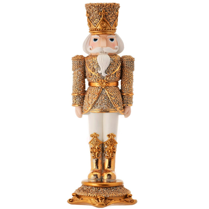 13-inch resin Christmas nutcracker with diamond accents