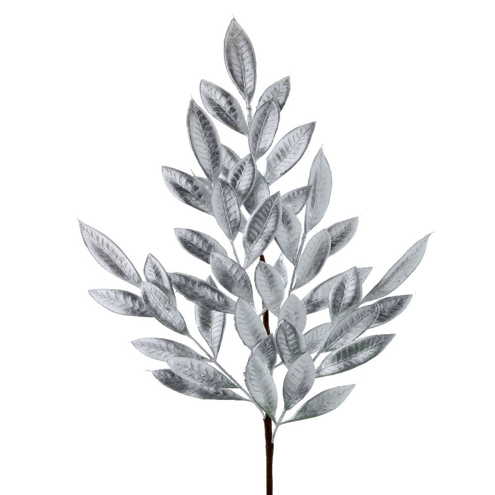 31" Metallic Leaves Spray Silver - Elegant Christmas Decor Accent