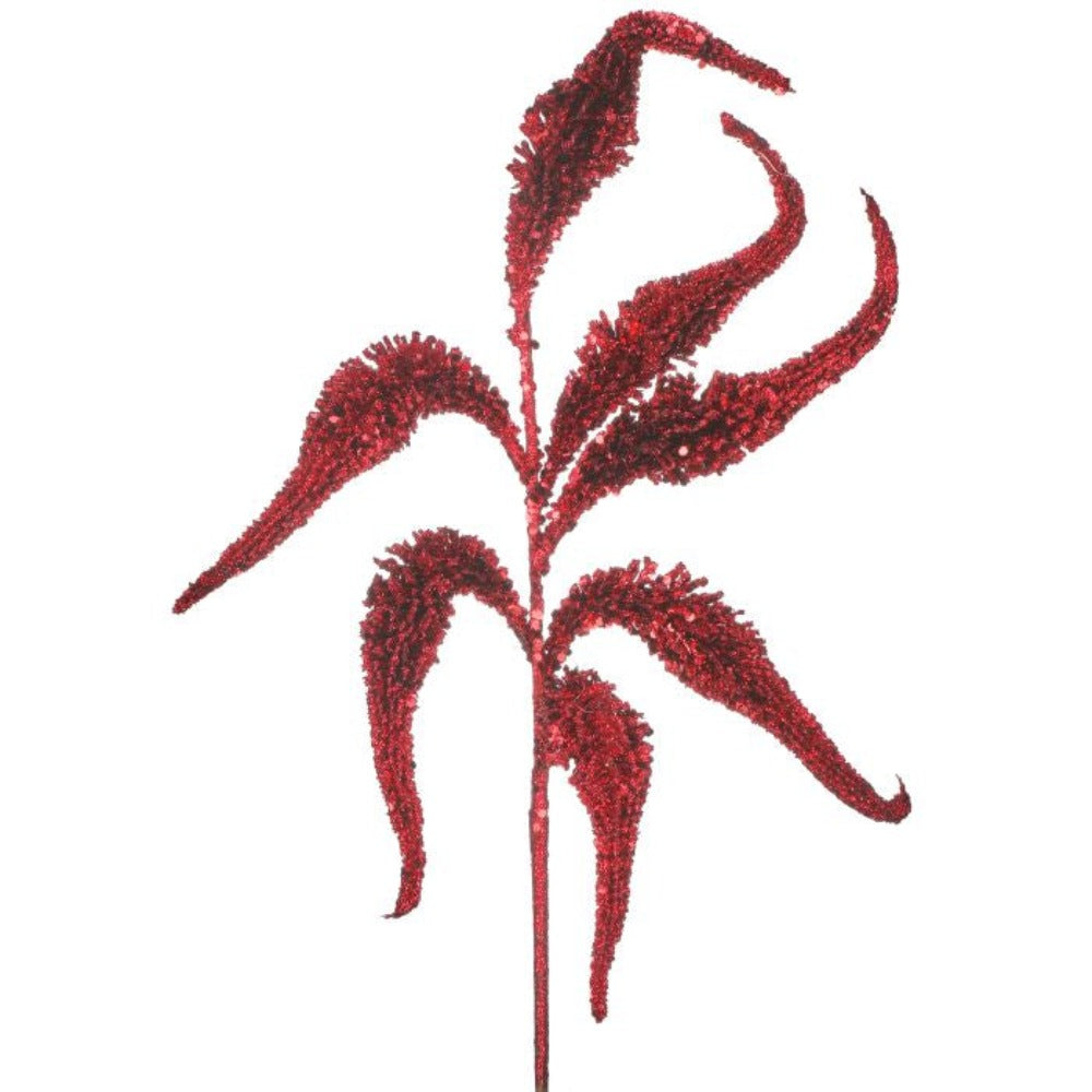 20" Glitter, Sequin, and Bead Amaranthus Spray – Festive Christmas Decoration