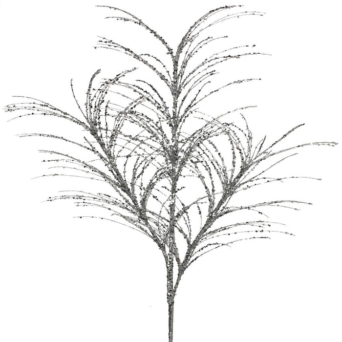 34-inch silver glitter sequin pampas grass Christmas spray