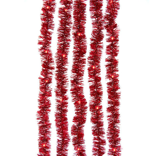 100-Light Red Tinsel With Red Superbright Cascade Lights