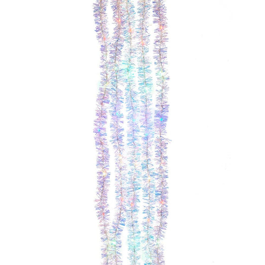 100-Light Silver Iridescent Tinsel Cascade Multicolored Superbright Light Set