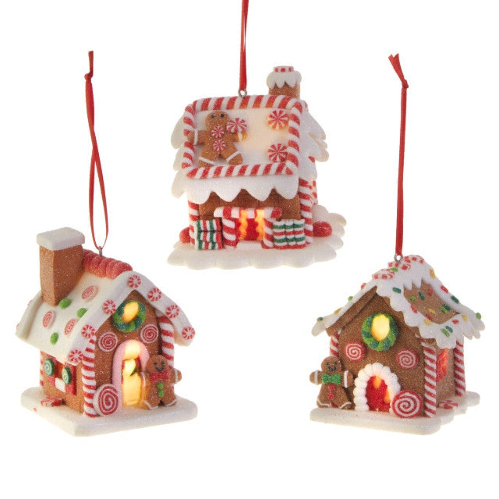 3.25" LED Gingerbread House Christmas Ornament with Timer