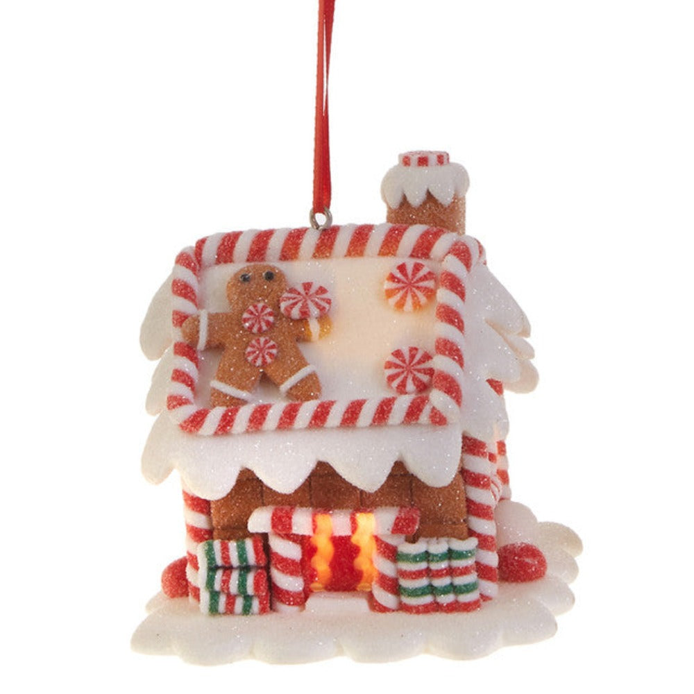 3.25" LED Gingerbread House Christmas Ornament with Timer – alternate view
