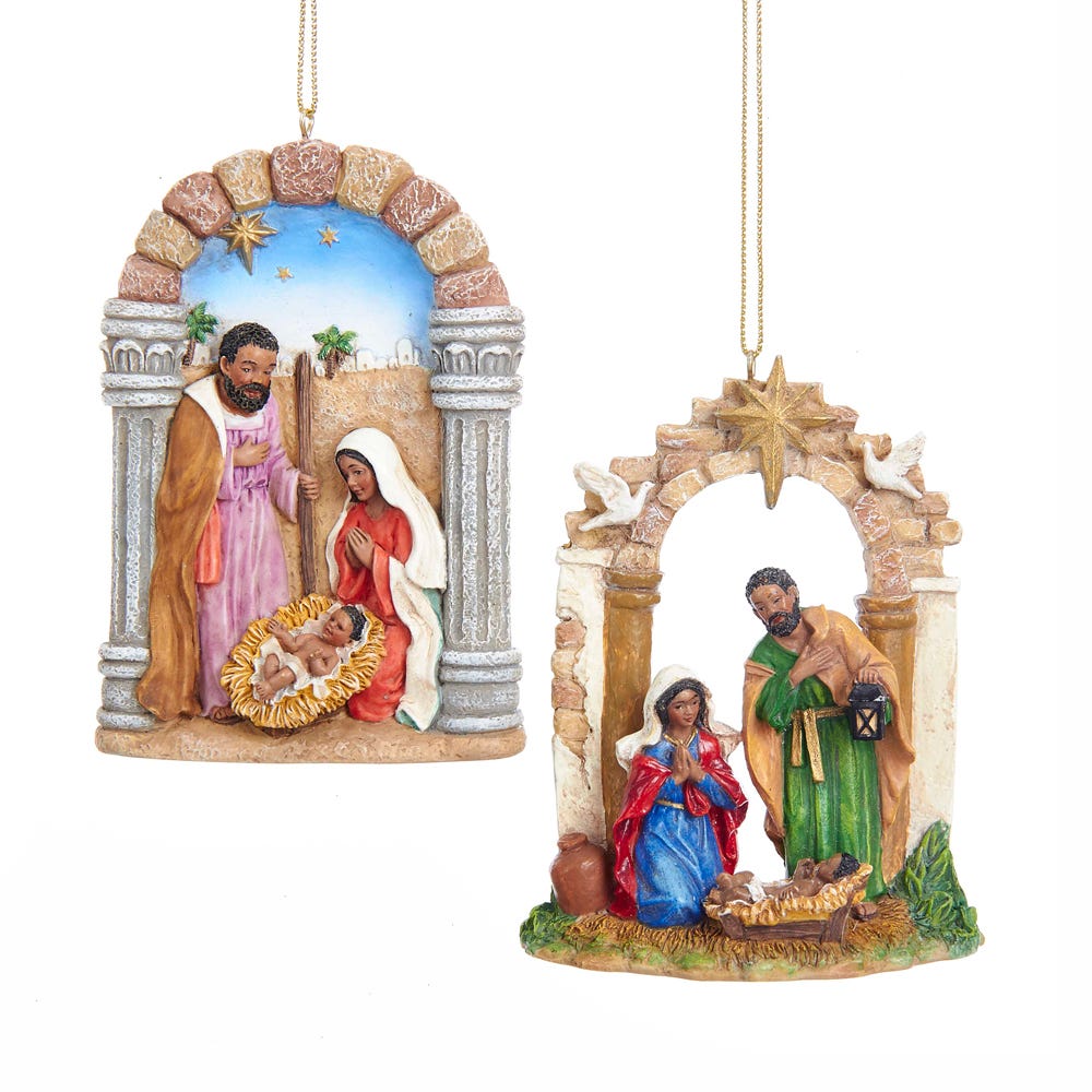 4" African American Holy Family Ornaments – Set of 2 Assorted Christmas Decorations