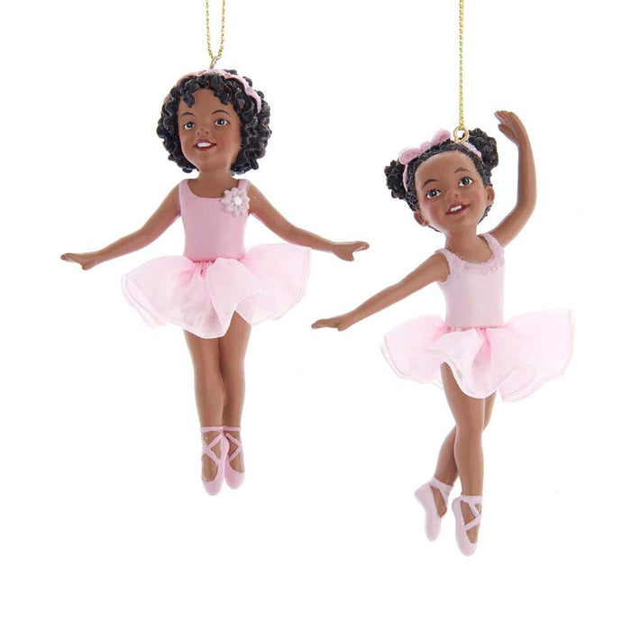 African ballerina girl Christmas ornaments set of two assorted