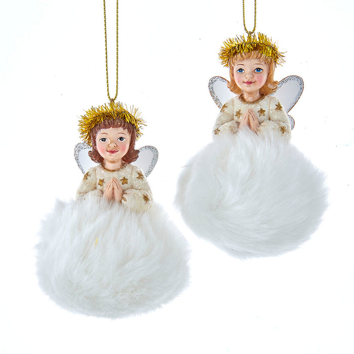 3.5" German Fluffy Angel Ornaments – Set of 2