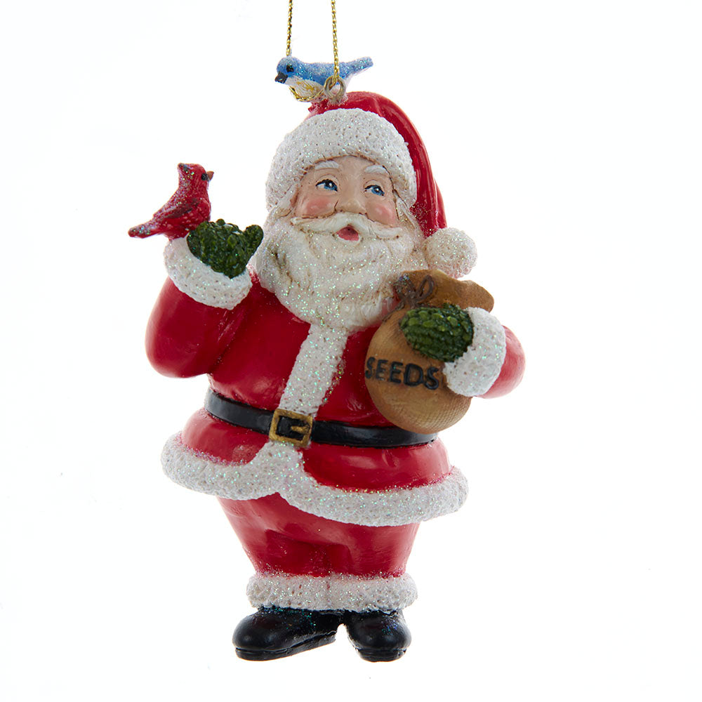 4.25" Santa with Birds Ornament – Charming Resin Christmas Tree Decoration