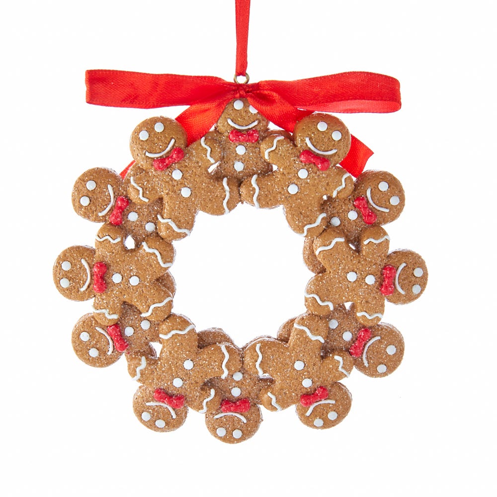4.75" Resin Gingerbread Wreath Ornament – Adorable Holiday Christmas Tree Decoration