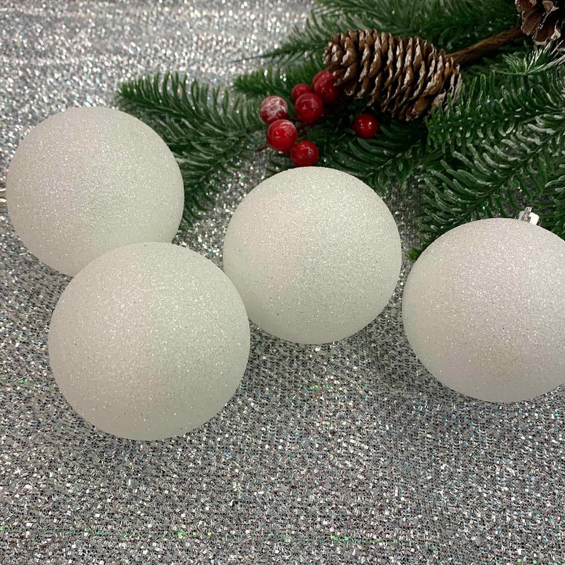 16-count white shatterproof 2.75-inch Christmas ball ornament set
