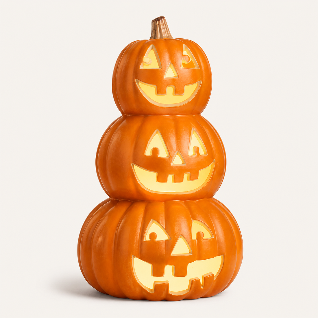 16-inch LED pumpkin stack on a warm neutral catalog background