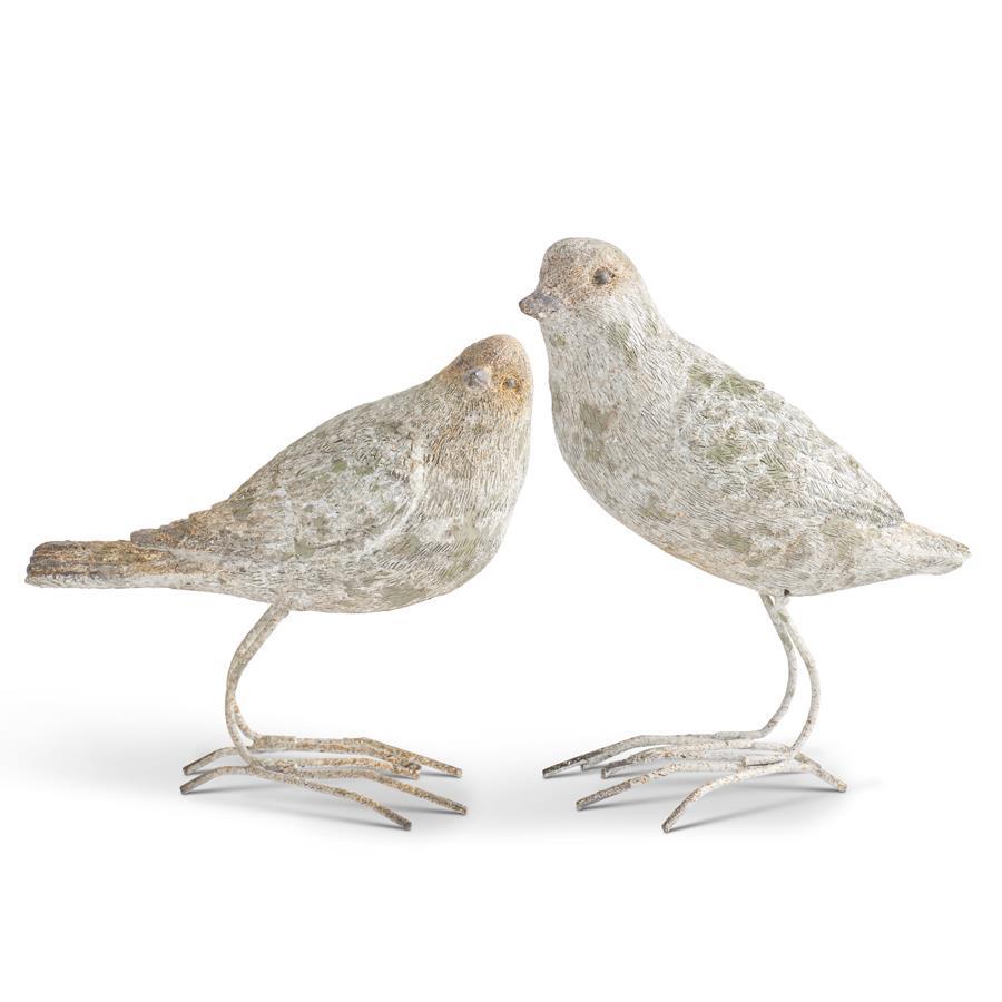 Patina Resin Bird Figurines with Metal Feet – Decorative Birds for Home & Garden (2 Styles)