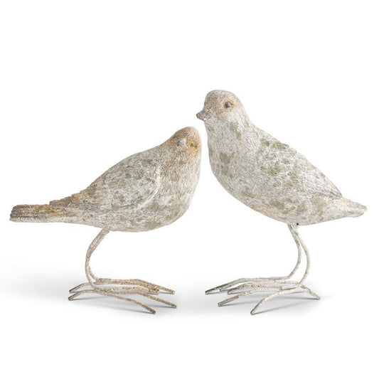 Patina Resin Bird Figurines with Metal Feet – Decorative Birds for Home & Garden (2 Styles)