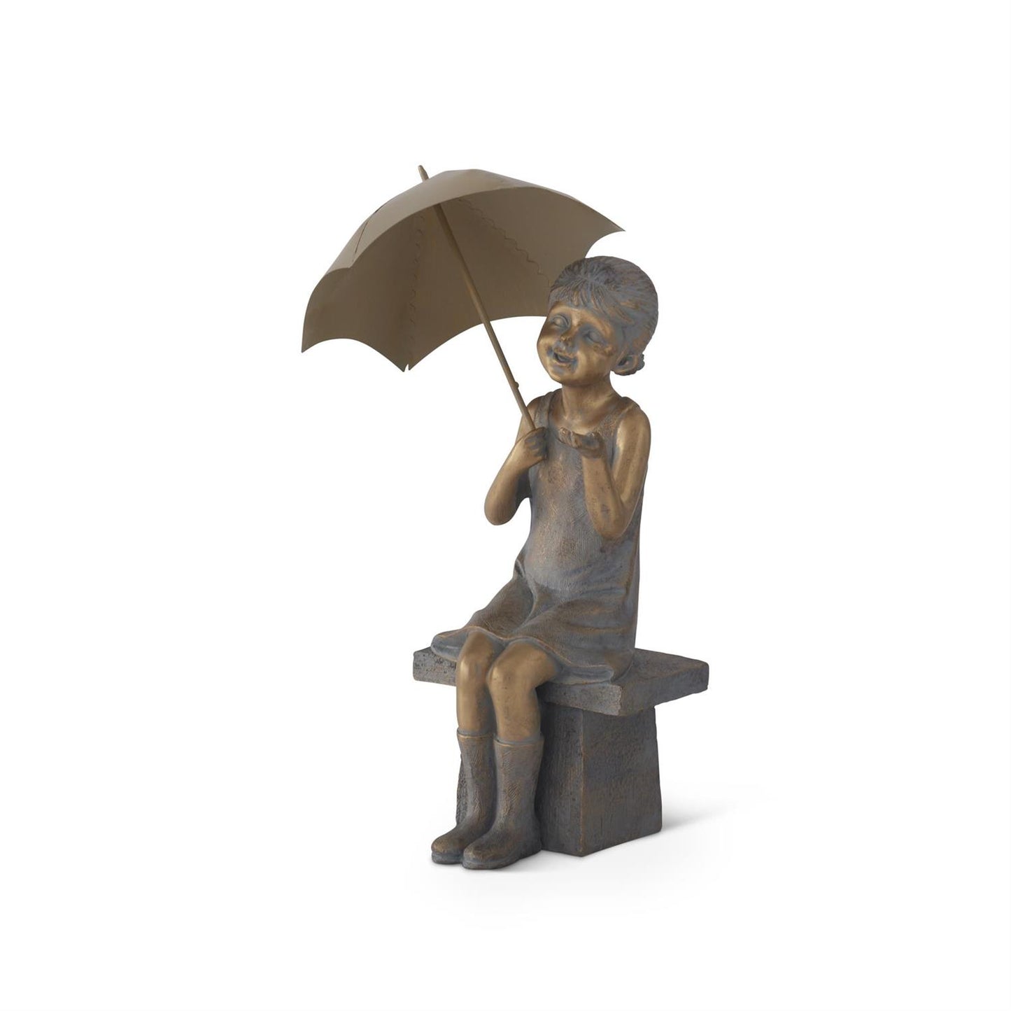 17 " Blue & Gold Resin Girl w/Umbrella Statue