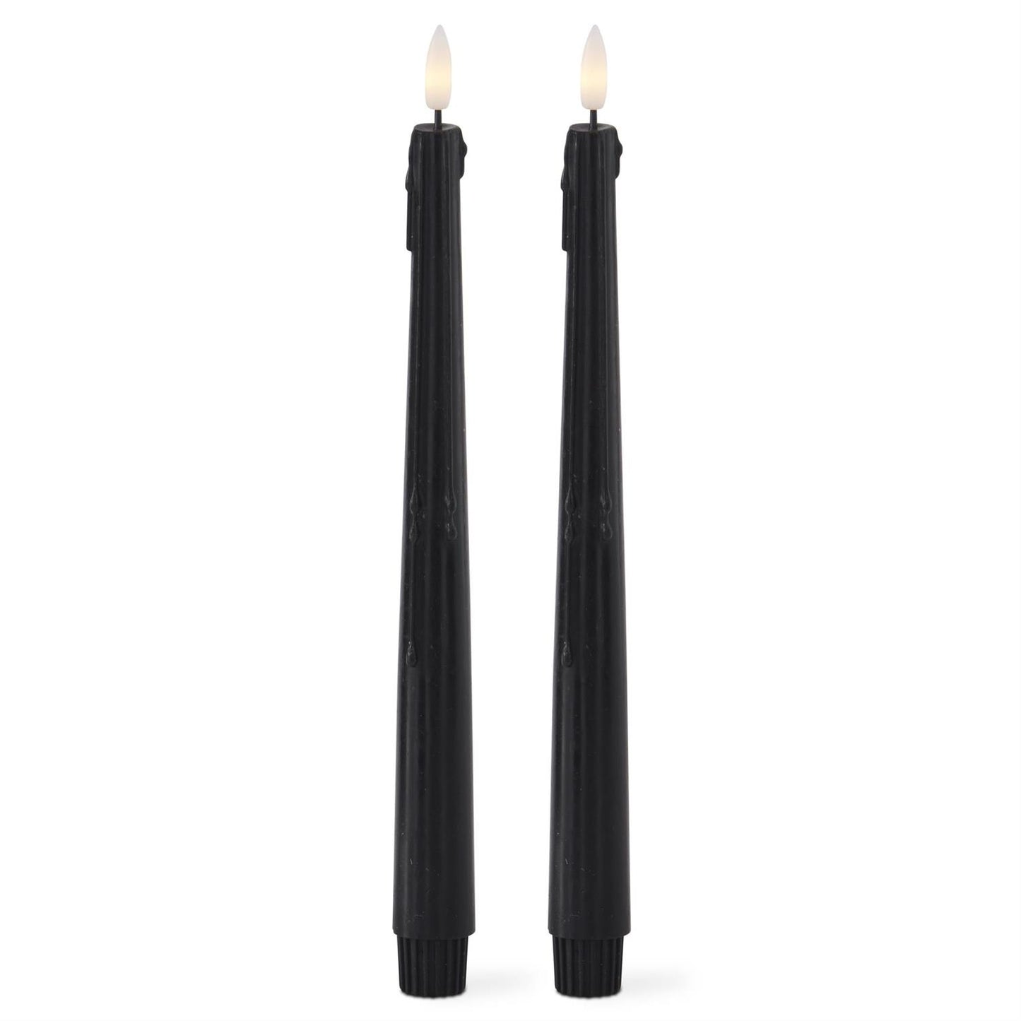 Set of 2 Black LED Drip Taper Candles – 11.5 Inch Flameless Gothic Candle Set with Timer