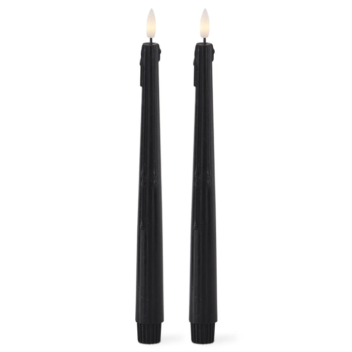 set of two 11.5-inch black LED drip taper candles with timer