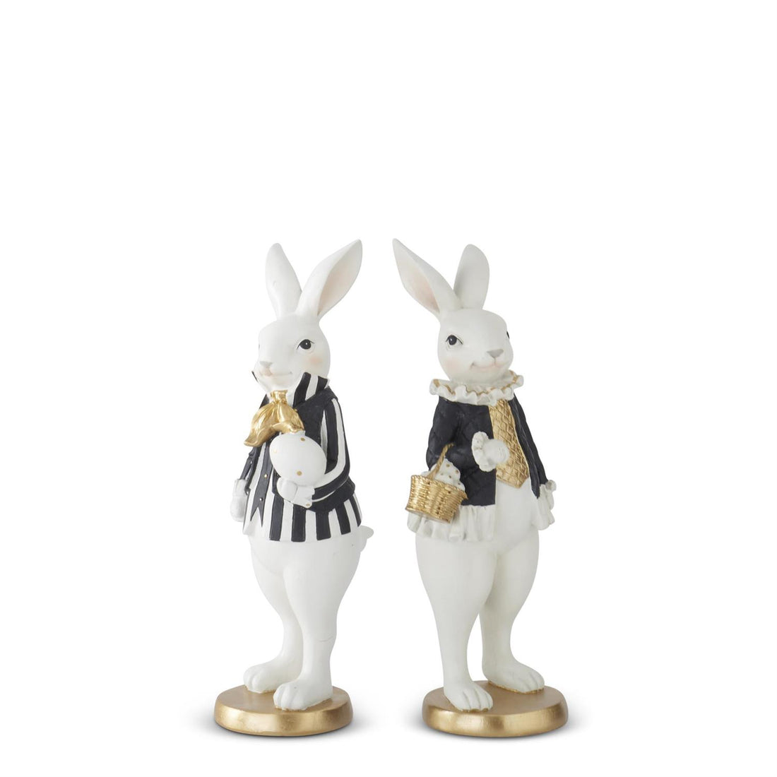 9.75" Black & Gold Resin Easter Bunny Figurines – alternate view
