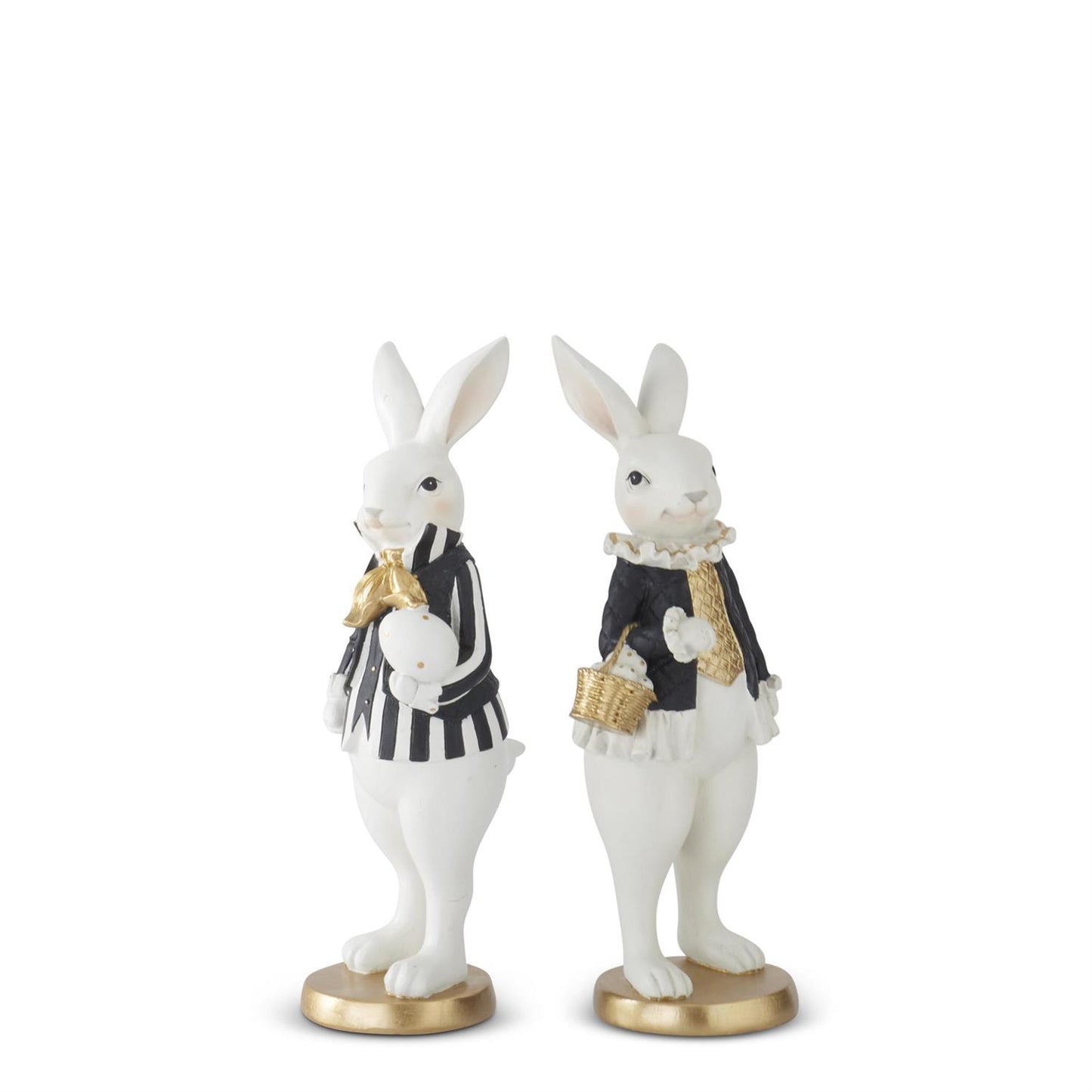 9.75" Black & Gold Resin Easter Bunnies