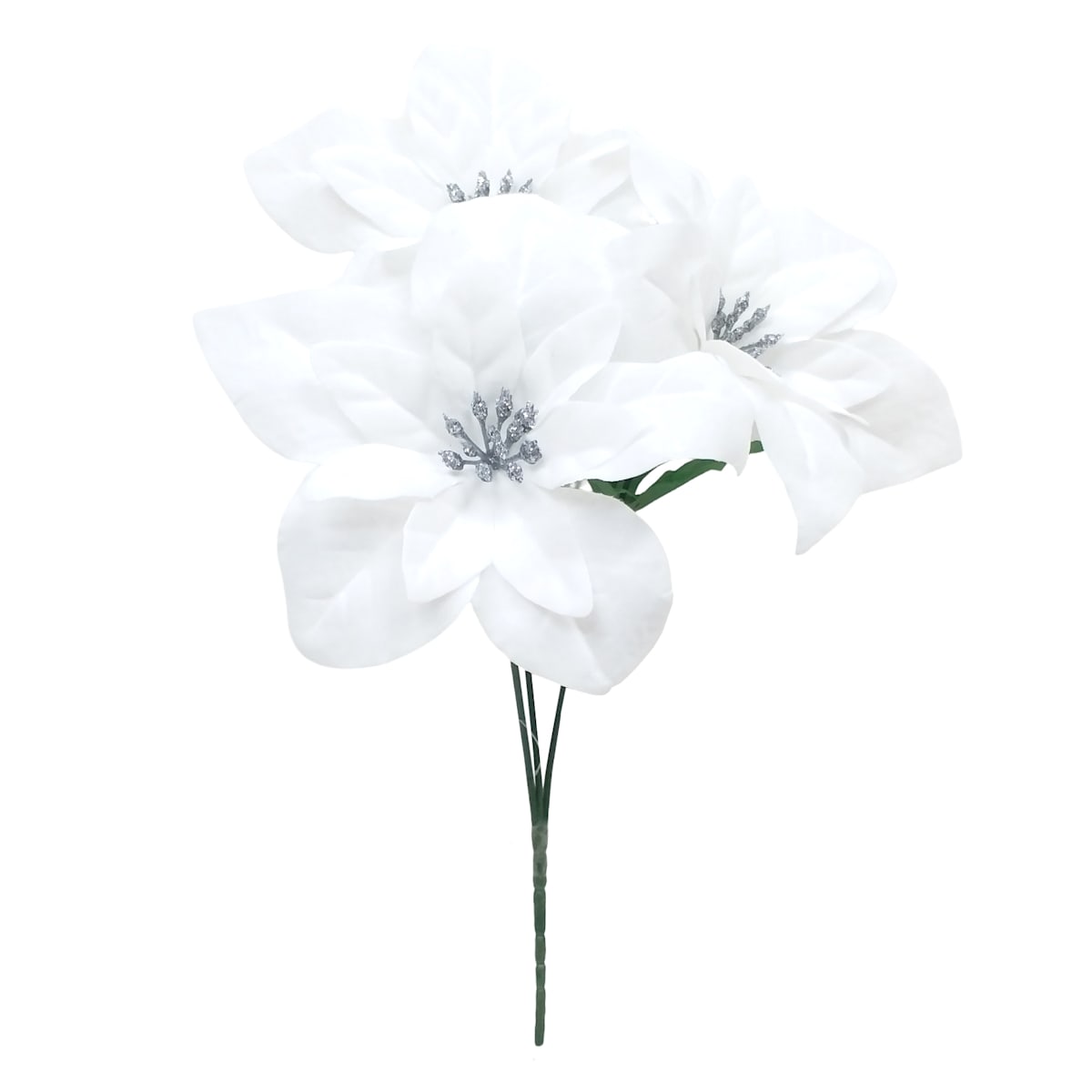 12.5" Poinsettia Bush Artificial Christmas Flowers for Trees, Wreaths & Centerpieces