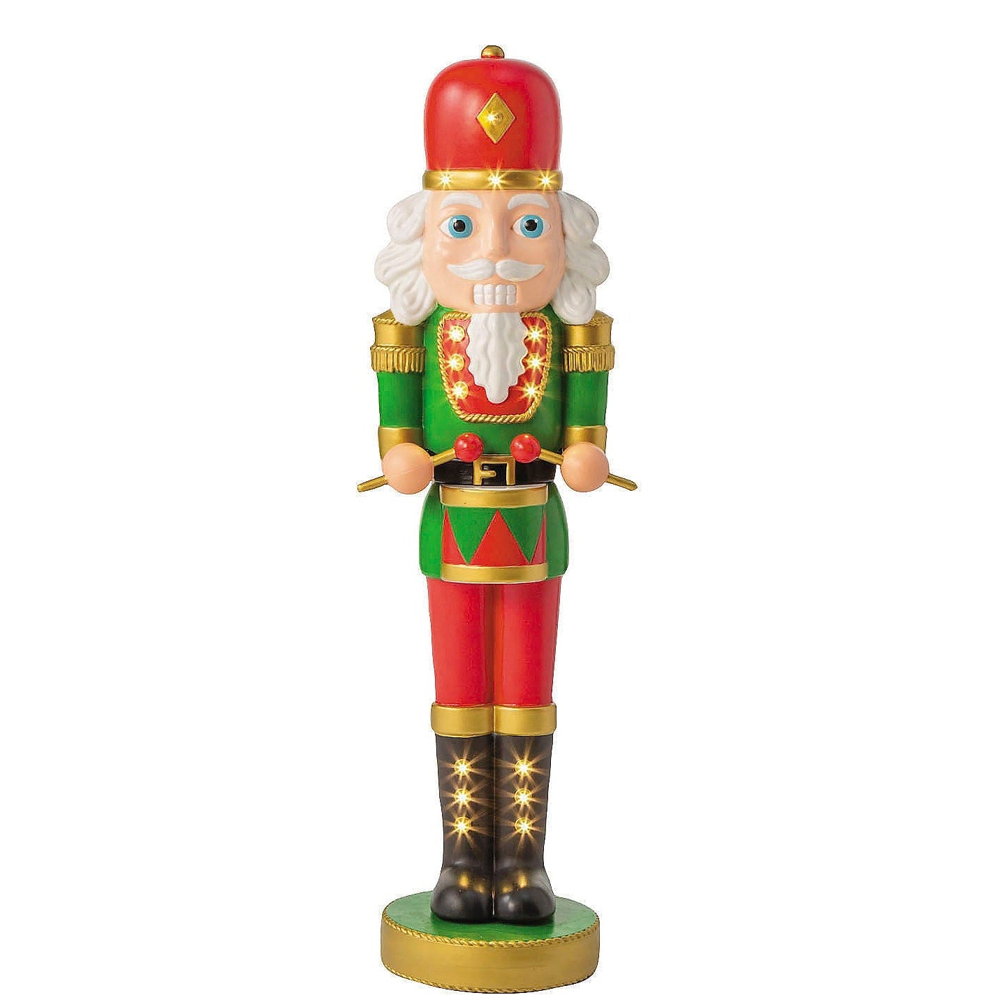 4 Ft Light-Up Nutcracker with Drumsticks – Illuminated Christmas Statue for Indoor & Outdoor Holiday Décor