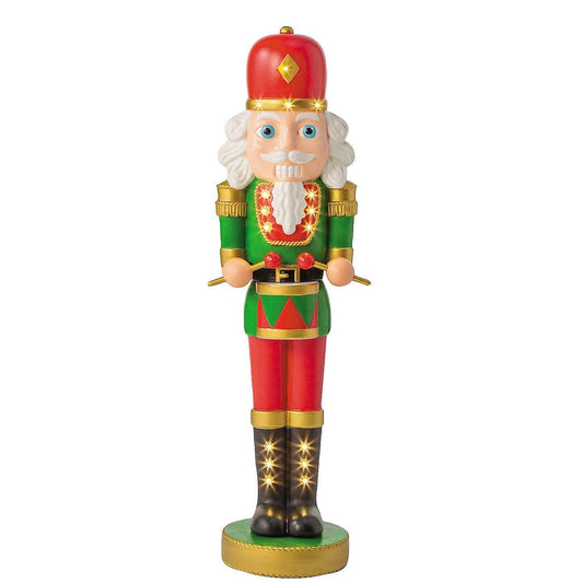 4 Ft Light-Up Nutcracker with Drumsticks – Illuminated Christmas Statue for Indoor & Outdoor Holiday Décor
