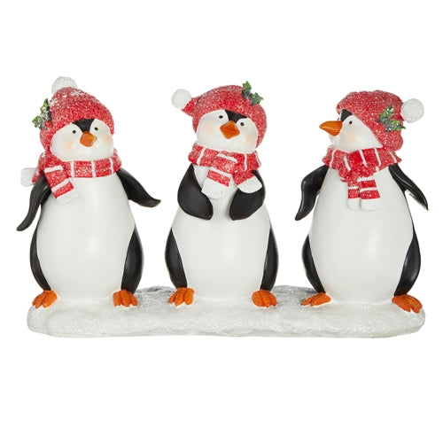 11.75" Christmas Penguin Figurines – Holiday Tabletop Décor