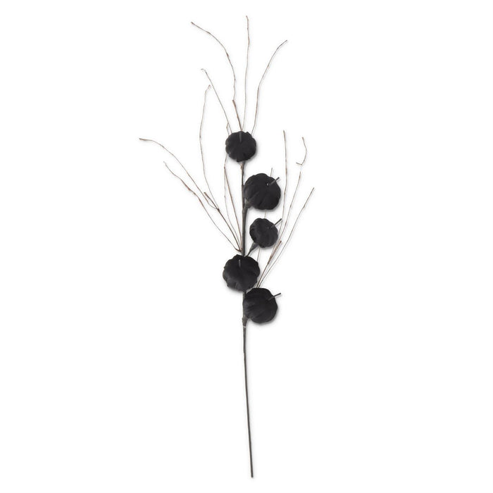 38-inch black velvet pumpkin stem Halloween floral pick