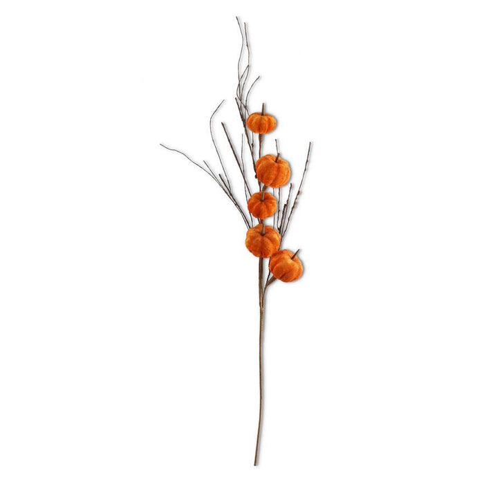 38-inch orange velvet pumpkin stem Halloween floral pick