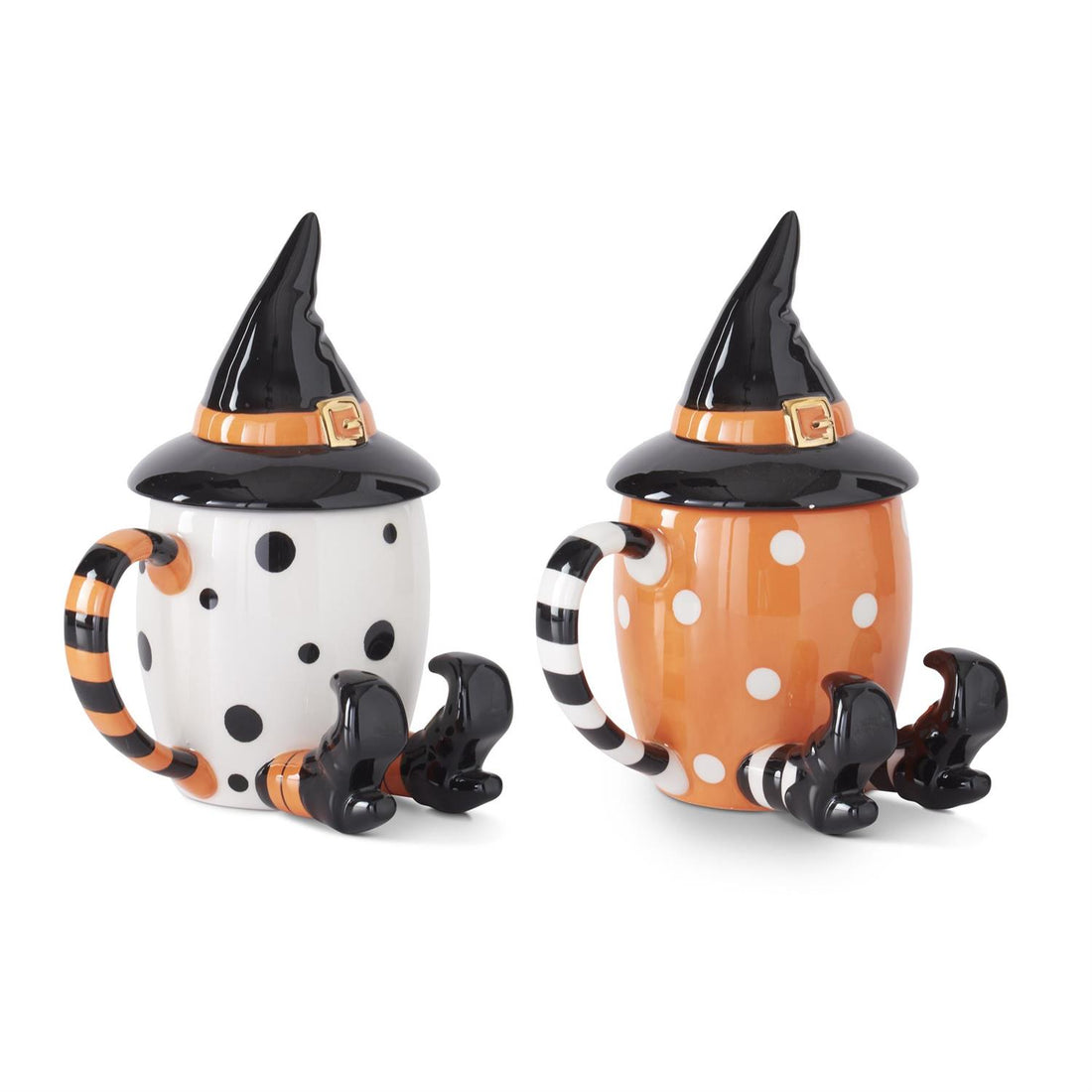 Halloween witch hat ceramic mugs with removable lid covers