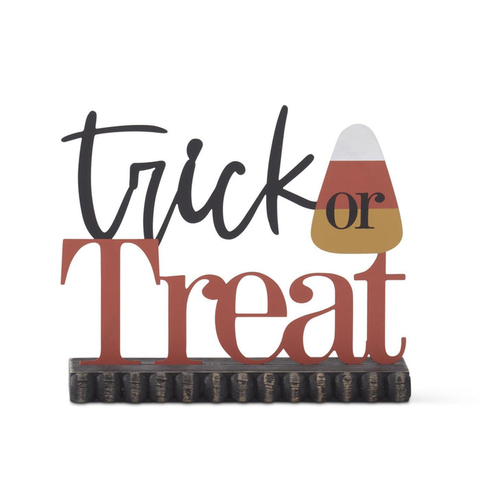 7.75-inch Trick or Treat candy corn Halloween tabletop sign