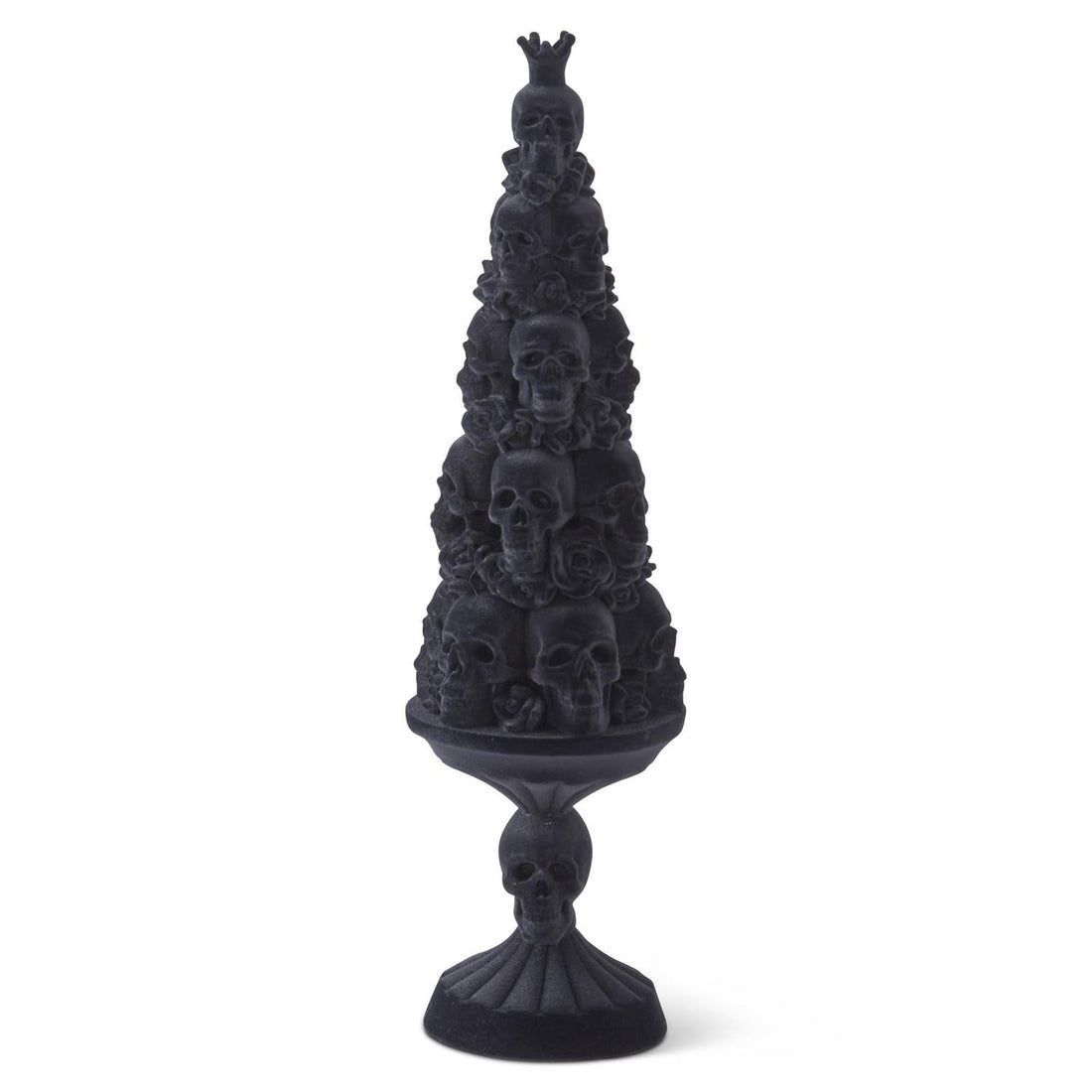 18.5-inch black velvet skull topiary with gothic roses