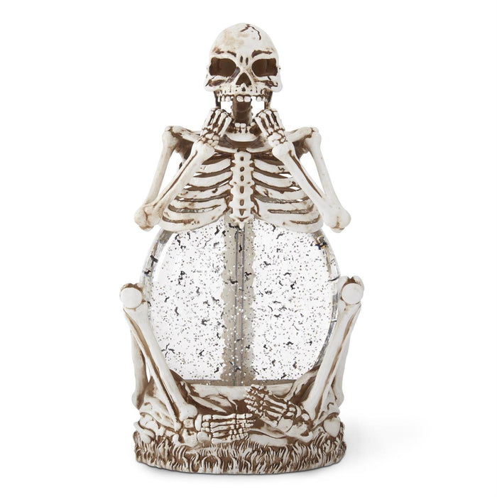 11.25-inch LED spinning skeleton Halloween water globe