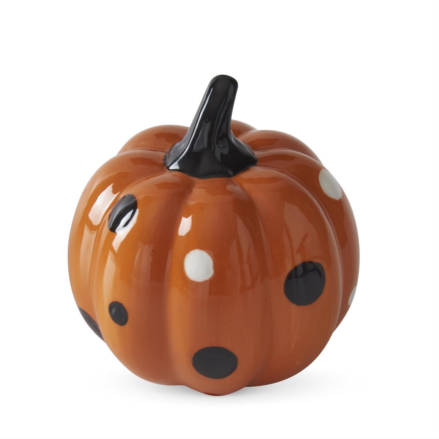 Assorted 3.75 Inch Orange Black & White Dot Ceramic Pumpkins (3 St