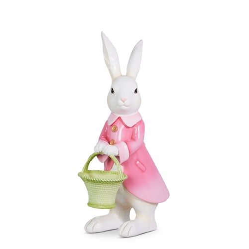 15.5" Bunny Figurine in Pink Jacket – Easter Decoration