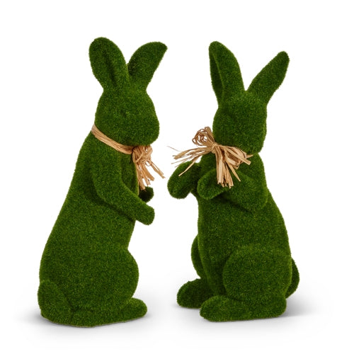16" Moss Rabbit Figurine – Green Easter Bunny Decor