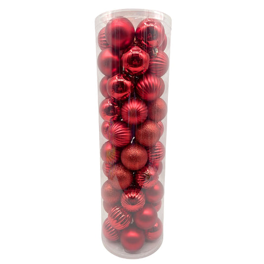 50-Count Red Mix Shatterproof Ornaments – 2" Christmas Ball Ornament Set