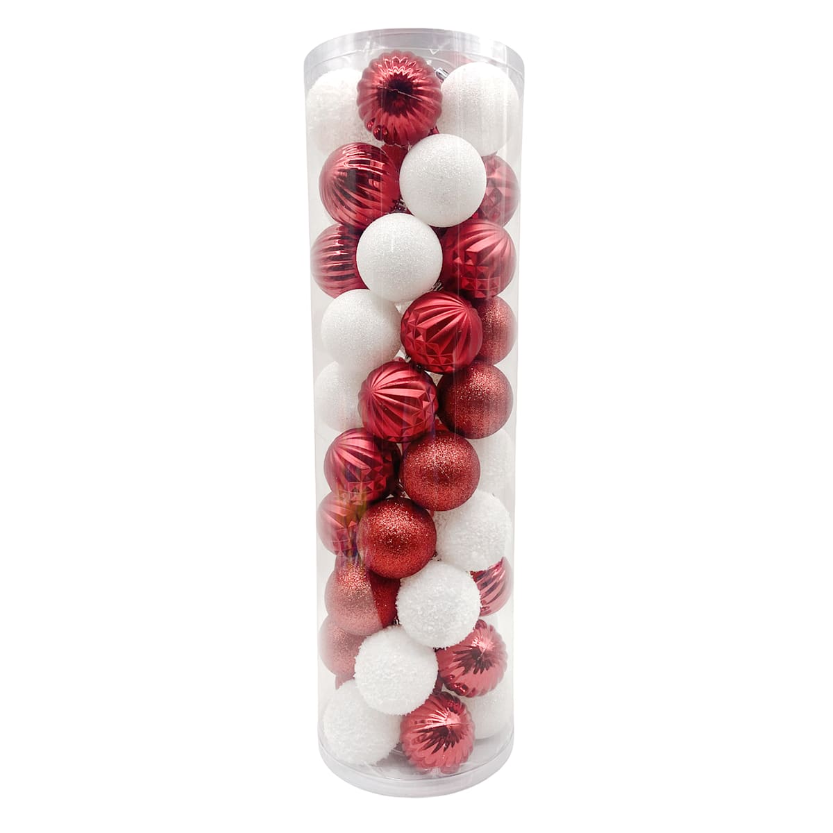 50-Count Red & White Mix Shatterproof Ornaments – 2.36" Christmas Ball Ornament Set
