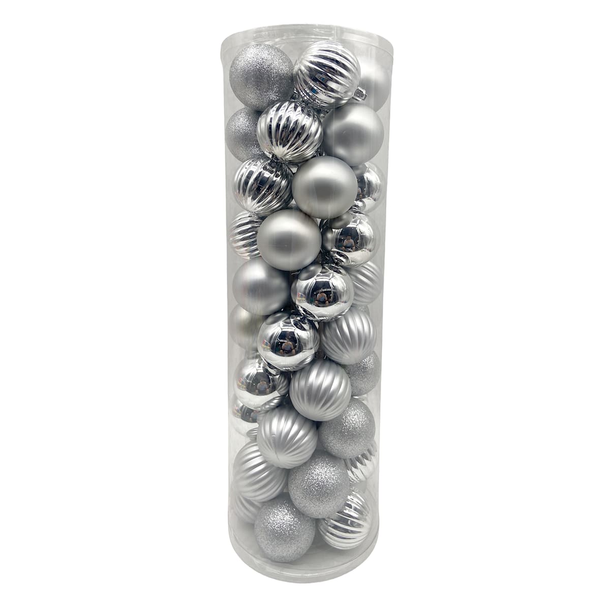 50-Count Silver Mix Shatterproof Ornaments – 2" Christmas Ball Ornament Set