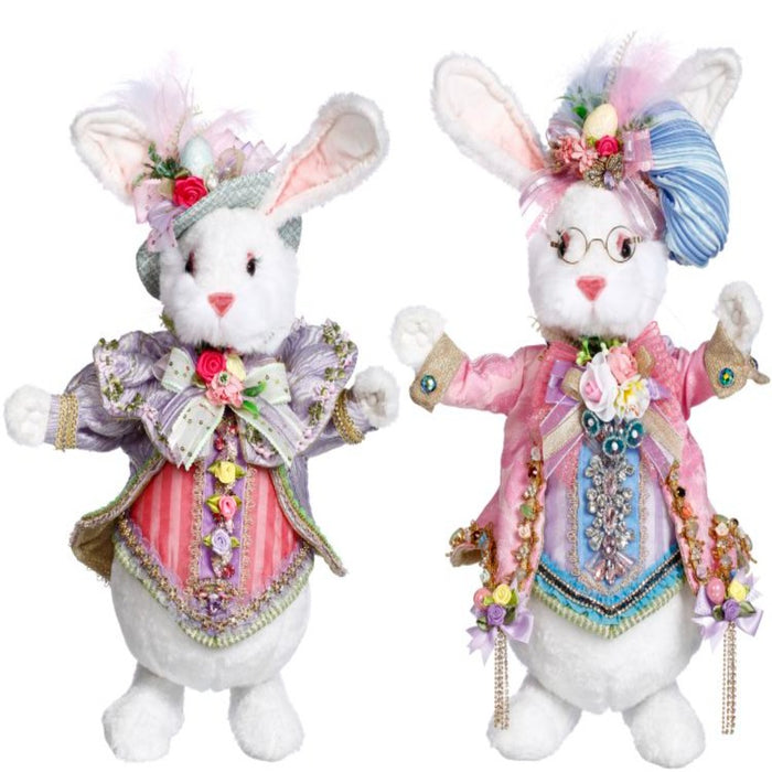 14–15" Mr. & Mrs. Sweet Fluffy Rabbit Figurines – Set of 2