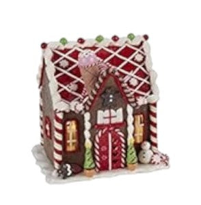 8" Gingerbread House with Gumdrops and Lights