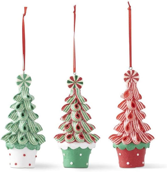 5.25" Candy Tree Ornaments – Set of 3 Sweet Christmas Decorations