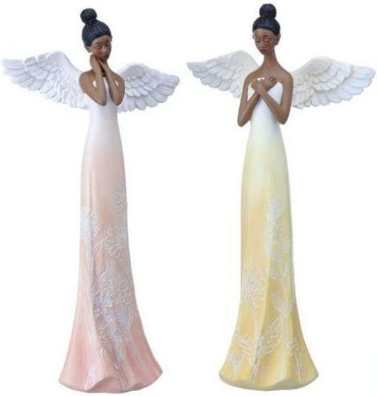 14" African American Angel Figurine – Elegant Resin Christmas Decoration