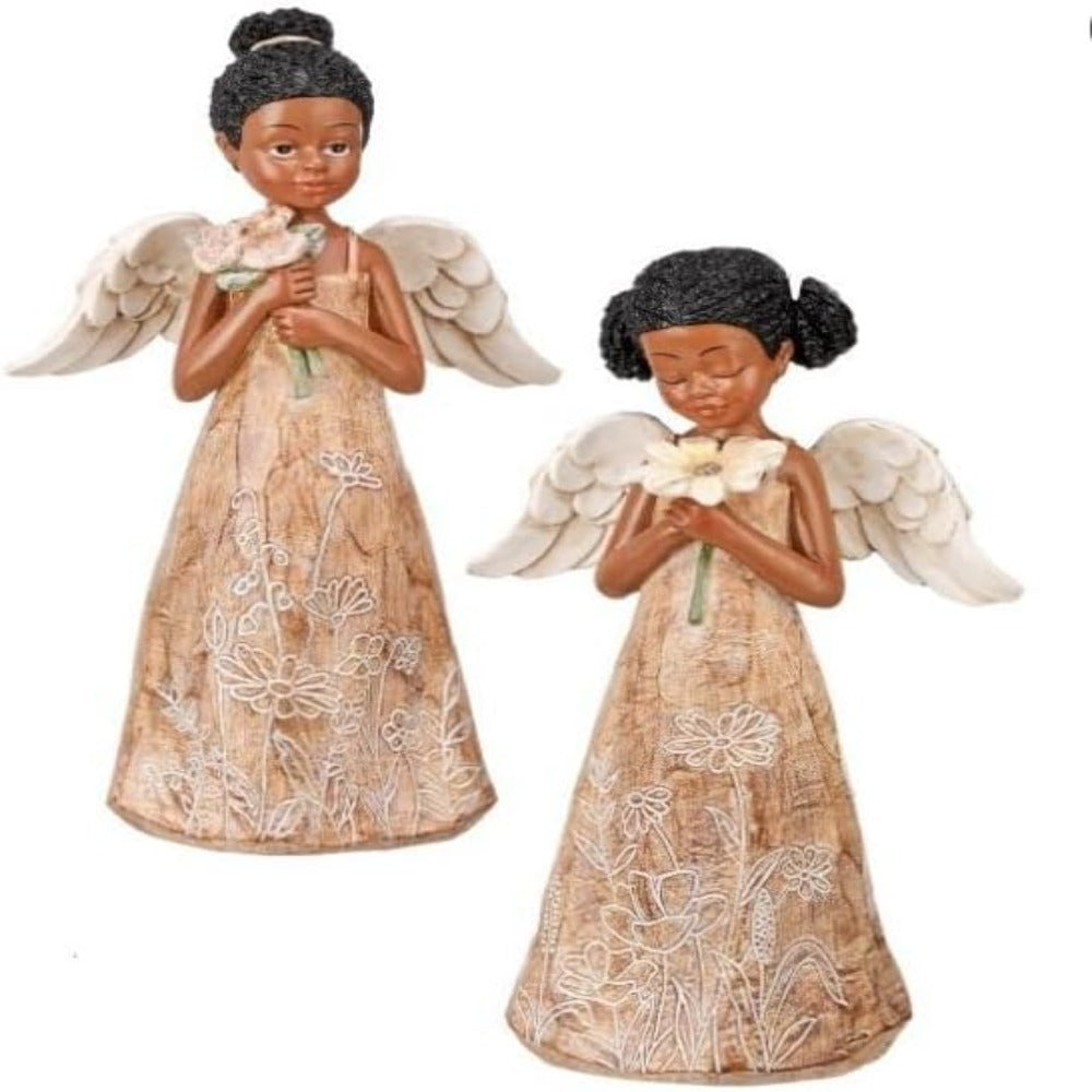 8.75" African American Angel Figurines – Set of 2 – product image 2