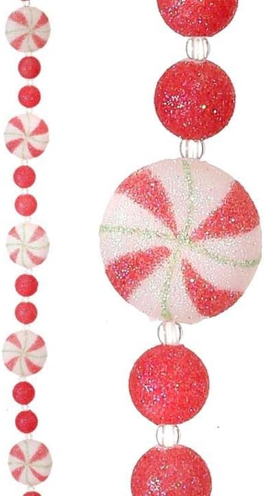 72" Frosted Starburst Peppermint Candy Christmas Garland