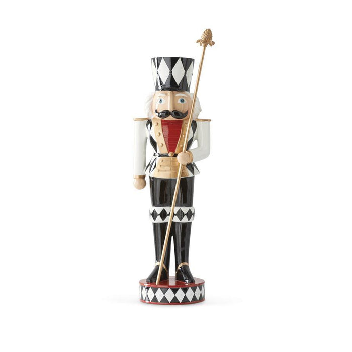 20-inch harlequin soldier nutcracker with gold staff Christmas decoration