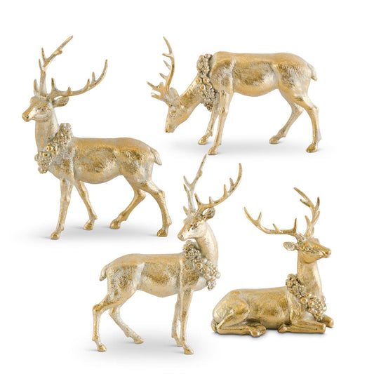 Gold Resin Deer – Luxury Christmas Reindeer Figurines | Elegant Holiday Table Decor