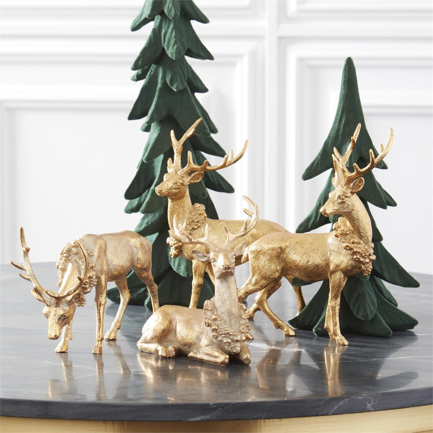 Gold Resin Deer – Luxury Christmas Reindeer Figurines | Elegant Holiday Table Decor