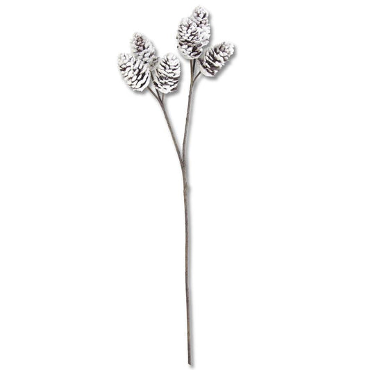 32" Snow Flocked Pinecone Spray – Winter Christmas Tree & Holiday Floral Pick