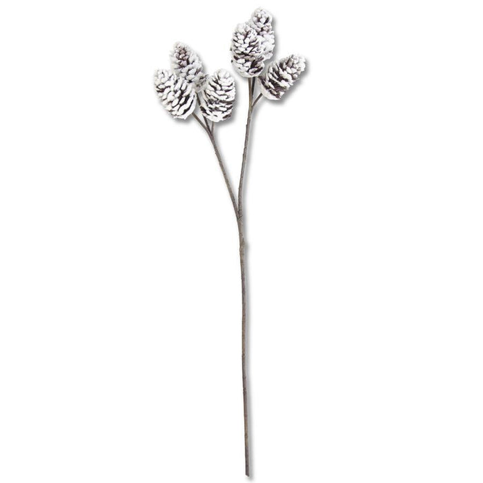 32-inch snow flocked pinecone Christmas floral spray